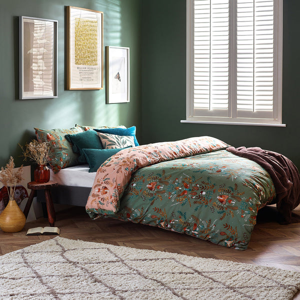 Luna Wood Single Duvet Set Fern Green - Riva