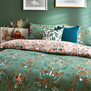 Luna Wood Single Duvet Set Fern Green - Riva