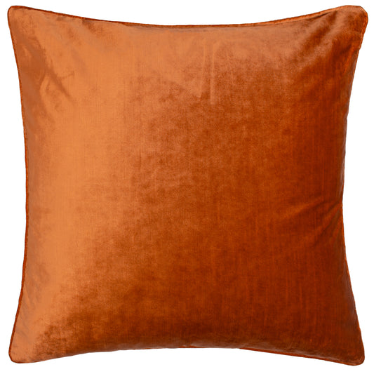 LUXE VELVET 55X55 FEATHER FILLED CUSHION RUST