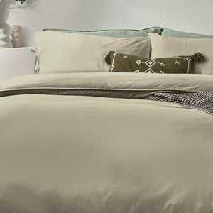 Mallow Bow Tie King Size Duvet Set Linen - Riva