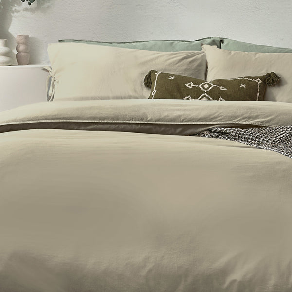 Mallow Bow Tie King Size Duvet Set Linen - Riva