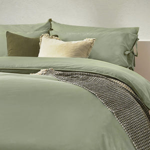 Mallow Bow Tie Super King Duvet Set Soft Sage - Riva