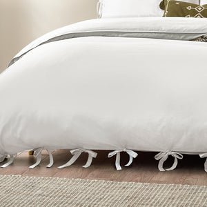 Mallow Bow Tie Single Duvet Set Warm White - Riva