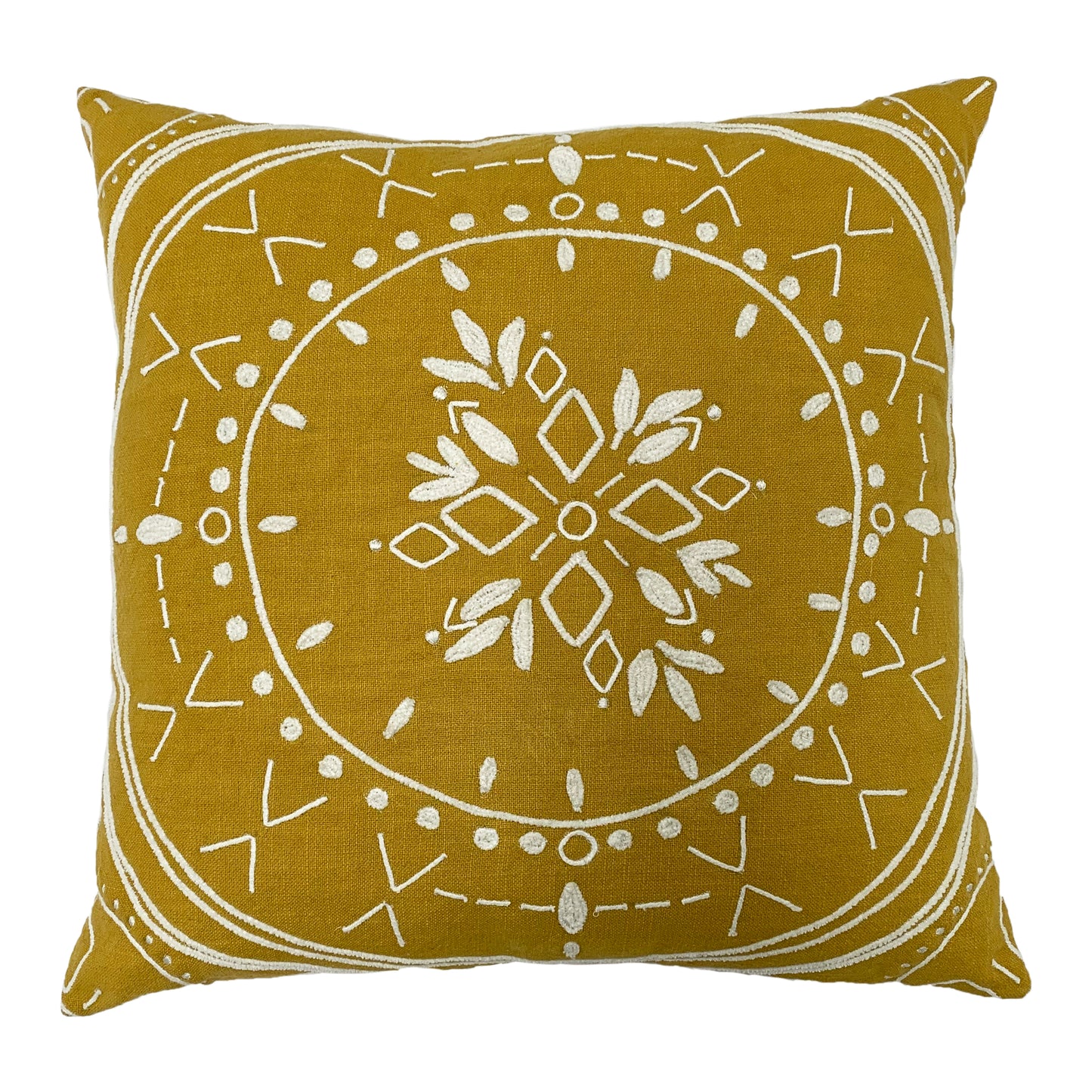 MANDALA 45X45 FEATHER FILLED CUSHION OCHRE