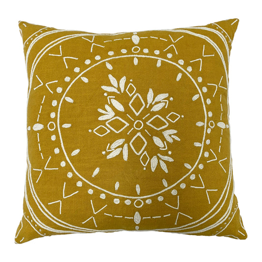 MANDALA 45X45 FEATHER FILLED CUSHION OCHRE