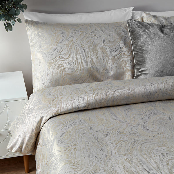 Marble Super King Duvet Set Oyster - Riva