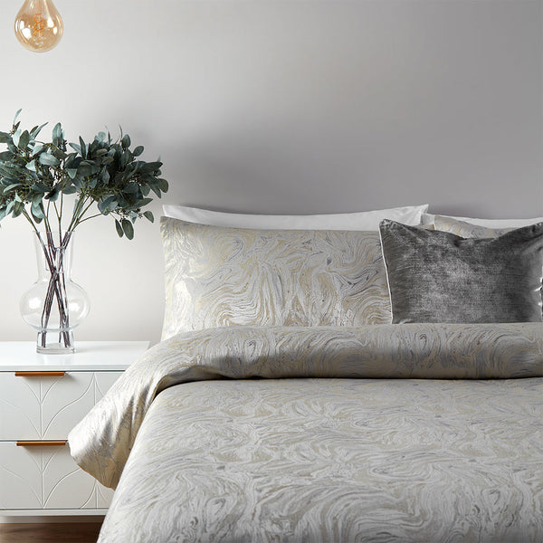 Marble Super King Duvet Set Oyster - Riva
