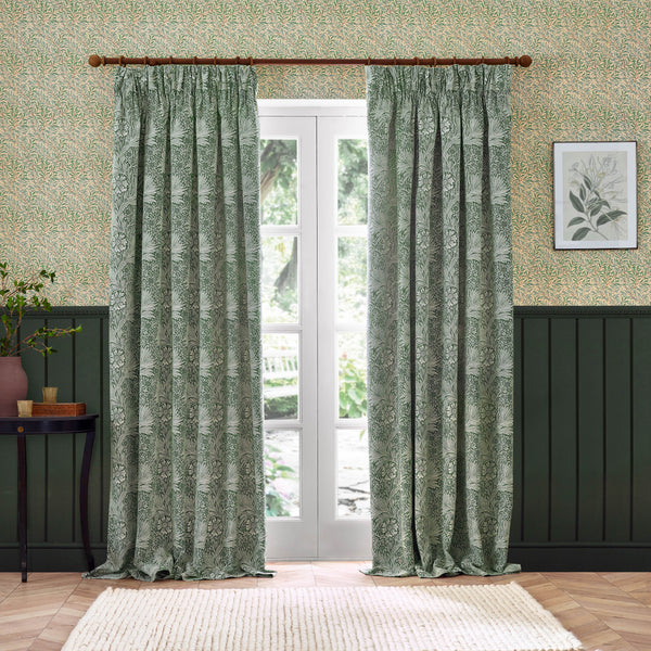 Marigold 167x137 Pencil Pleat Curtains Leaf Green - view 7