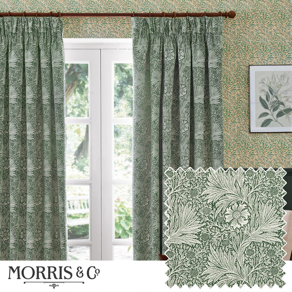 Marigold 228x137 Pencil Pleat Curtains Leaf Green - view 2