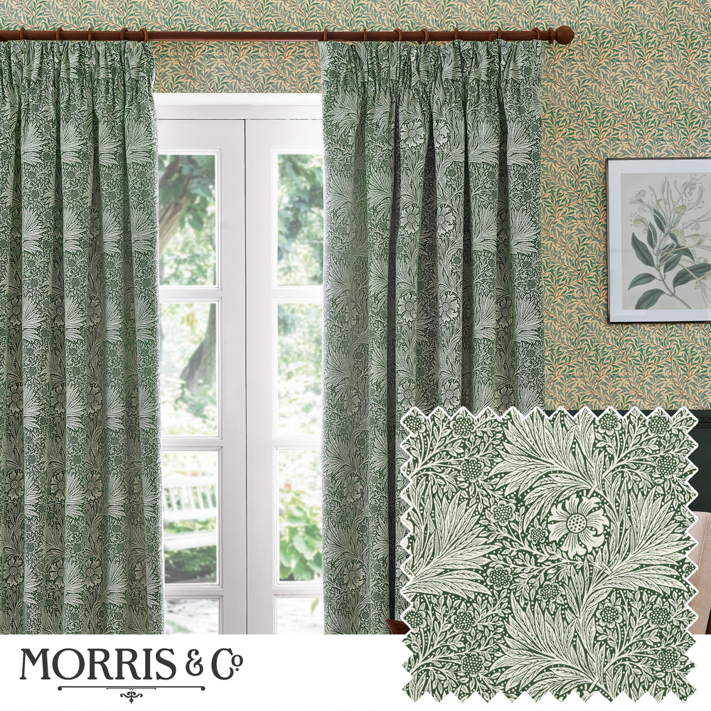 Marigold 228x182 Pencil Pleat Curtains Leaf Green