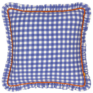 Maude Gingham 45x45 Feather Filled Cushion Blue