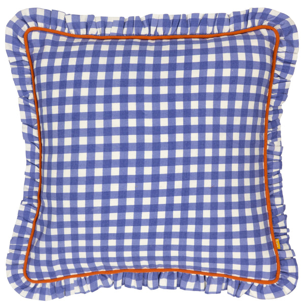 Maude Gingham 45x45 Feather Filled Cushion Blue