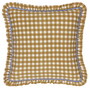 Maude Gingham 45x45 Feather Filled Cushion Gold