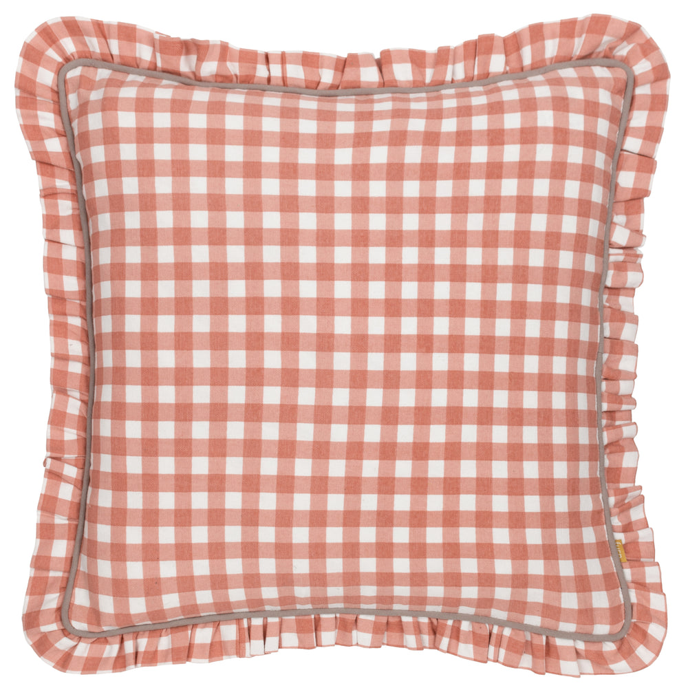 Maude Gingham 45x45 Feather Filled Cushion Rose