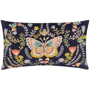 Mirrored Butterfly 30x50 Feather Filled Cushion Midnight