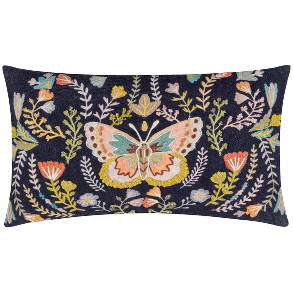 Mirrored Butterfly 30x50 Feather Filled Cushion Midnight