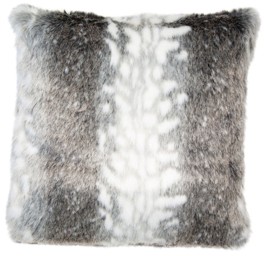 STRIPED FAUX FUR GREY AND WHITE 50 X 50