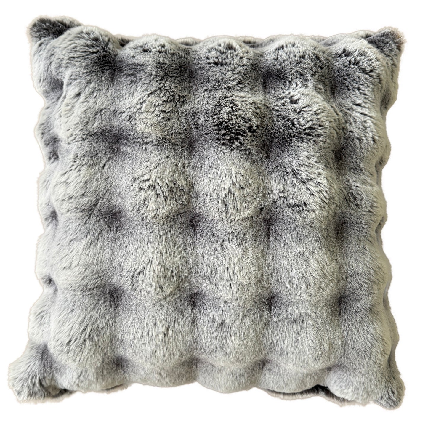 SCULPTED TIPPED THROW IN FAUX FUR SILVER  50 X 50