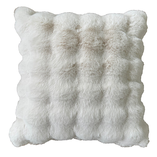 EXTREME SOFT TEXTURED CUSHION IN FAUX RABBIT  NATURAL 50 X 5