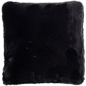 Luxury Faux Rabbit Cushion Black 50x50