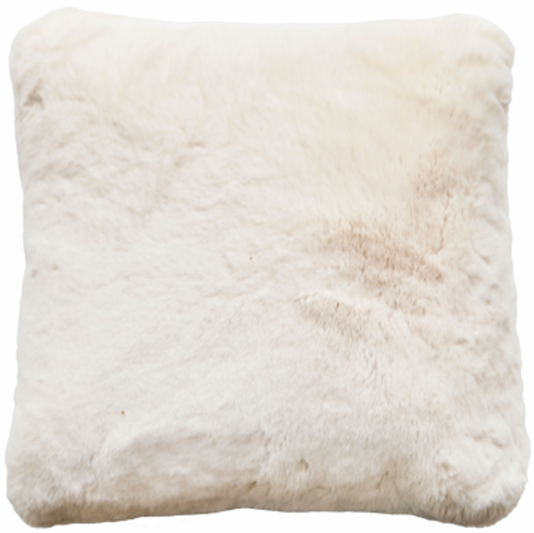 LUXURY FAUX RABBIT CUSHION WHITE 50 X 50