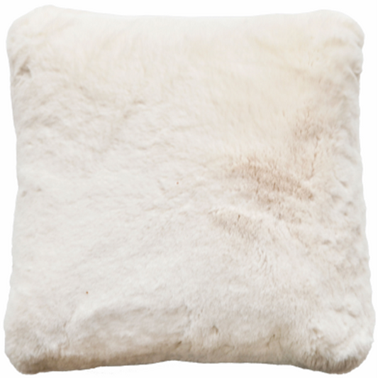 LUXURY FAUX RABBIT CUSHION WHITE 50 X 50