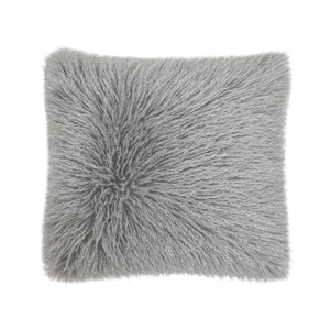 Textured Faux Mongolian Cushion Grey 50x50