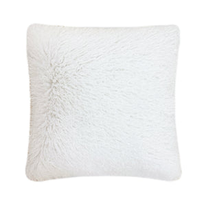 Textured Faux Mongolian Cushion White 50x50