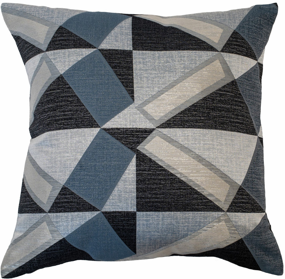 Geo Blue and Grey Silv Cushion 50x50