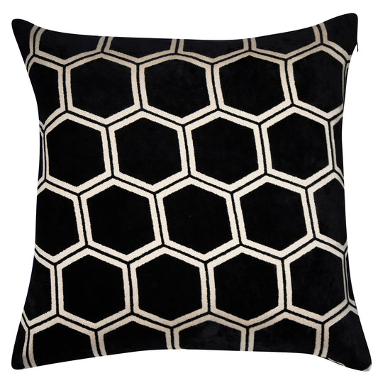 LARGE HEXAGON CUT VELVET BLACK  56 X 56