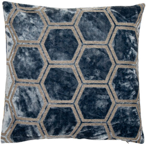 Large Hexagon Cut Velvet Blue 56x56