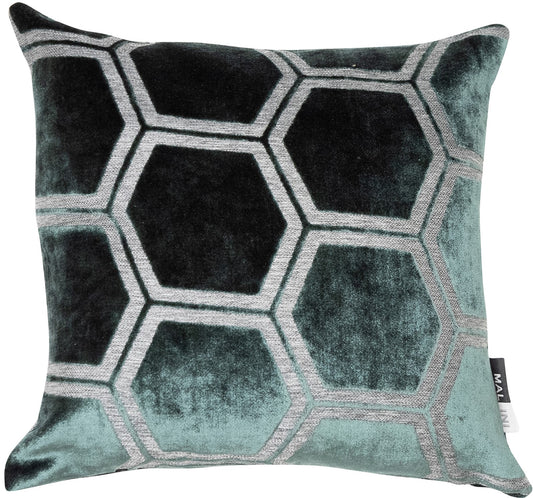 LARGE HEXAGON CUT VELVET PINE GREEN 56 X 56