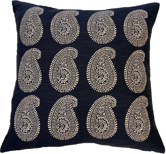PAISLEY MOTIFS LARGE ON NAVY 50 X 50