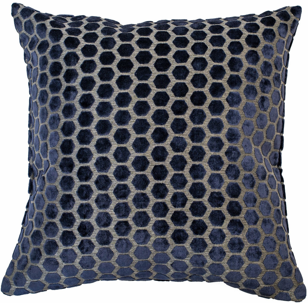 Large Hex Cut Velvet Navy 56x56
