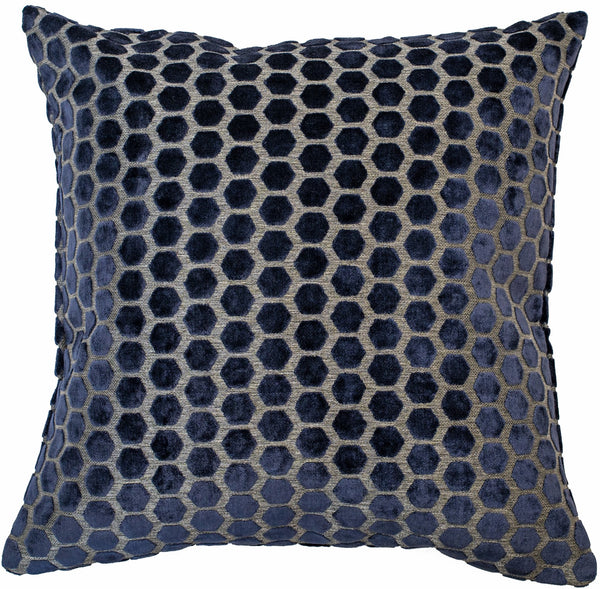 Large Hex Cut Velvet Navy 56x56