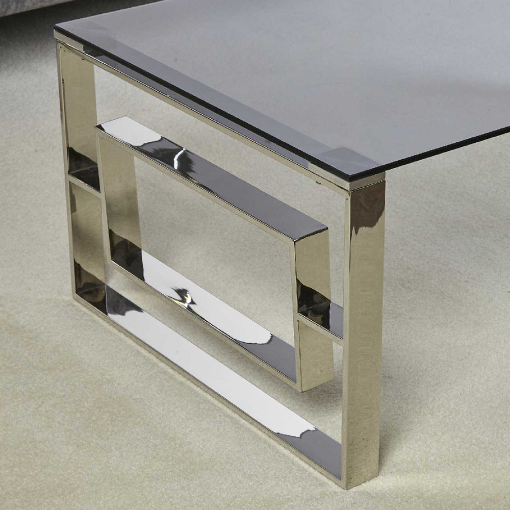 Apex Stainless Steel Coffee Table Smoked Glass Top – Dsp