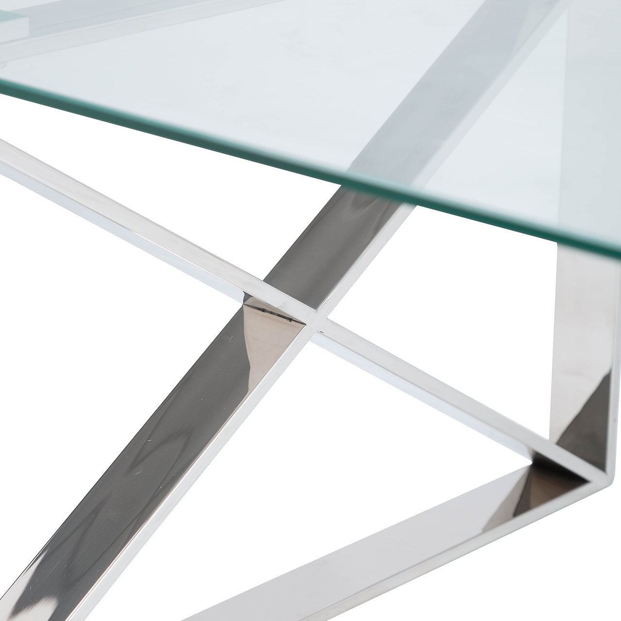 Zenith Stainless Steel Coffee Table Clear Glass Top