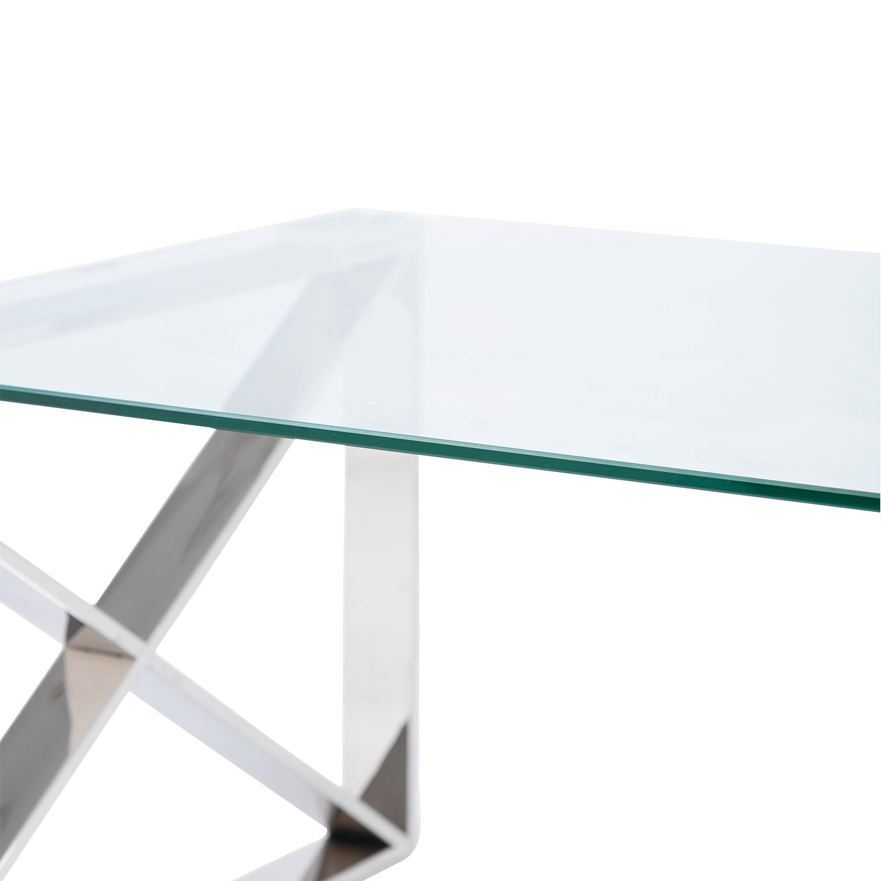 Zenith Stainless Steel Coffee Table Clear Glass Top