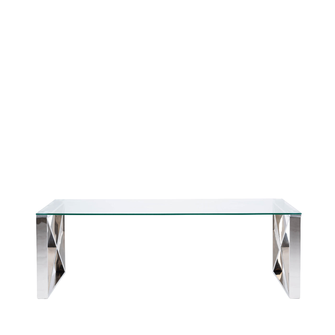 Zenith Stainless Steel Coffee Table Clear Glass Top