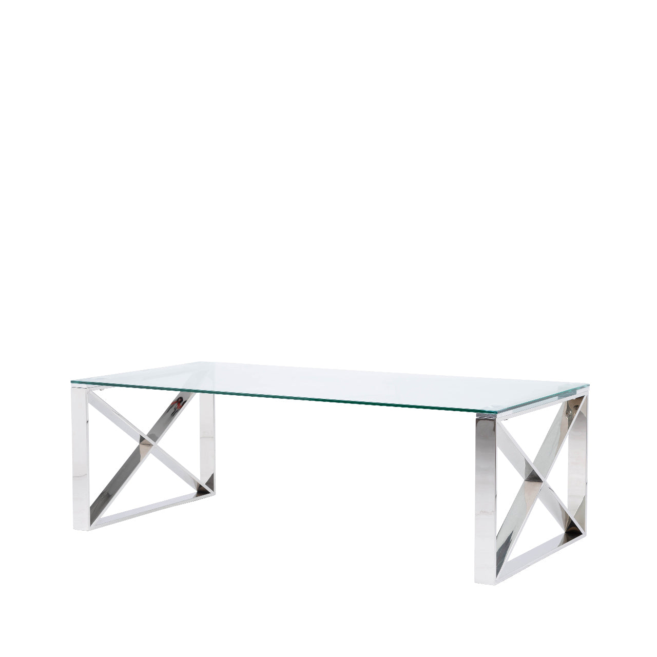 Zenith Stainless Steel Coffee Table Clear Glass Top