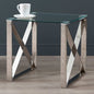 Zenith Stainless Steel End Table Clear Glass Top