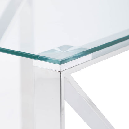 Zenith Stainless Steel End Table Clear Glass Top