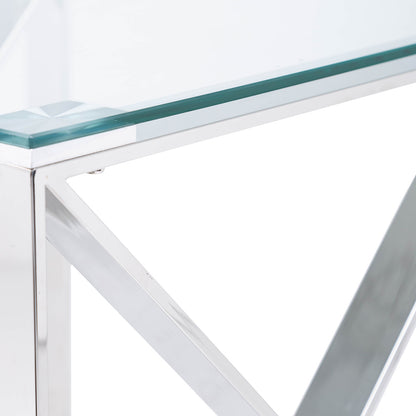 Zenith Stainless Steel End Table Clear Glass Top