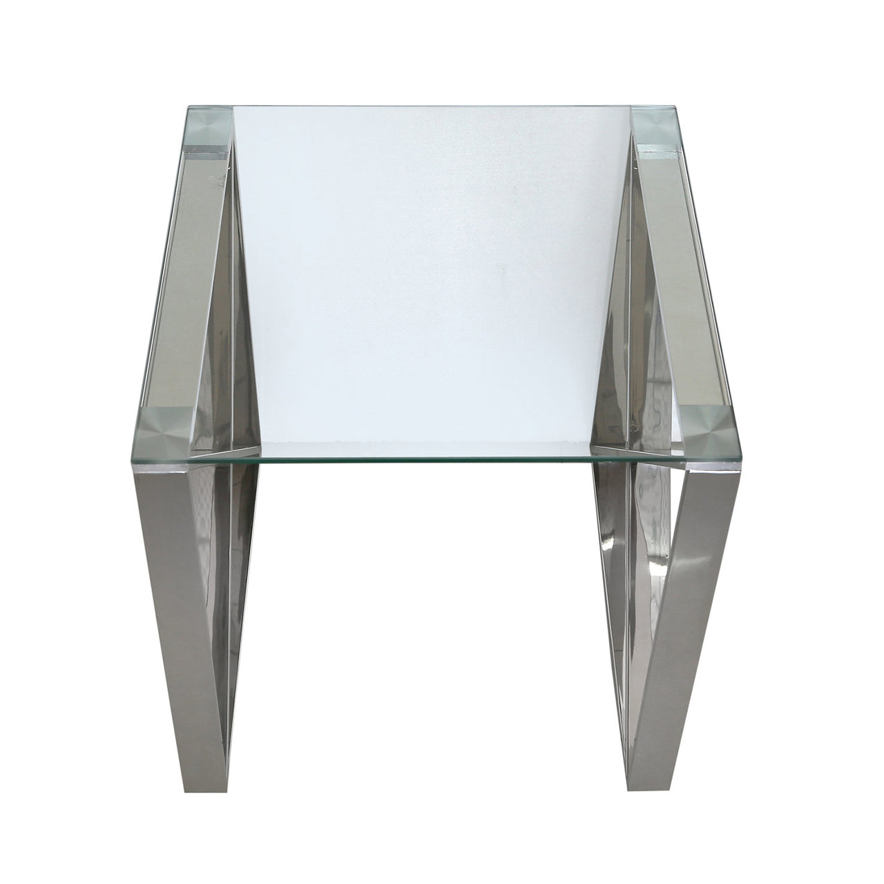 Zenith Stainless Steel End Table Clear Glass Top