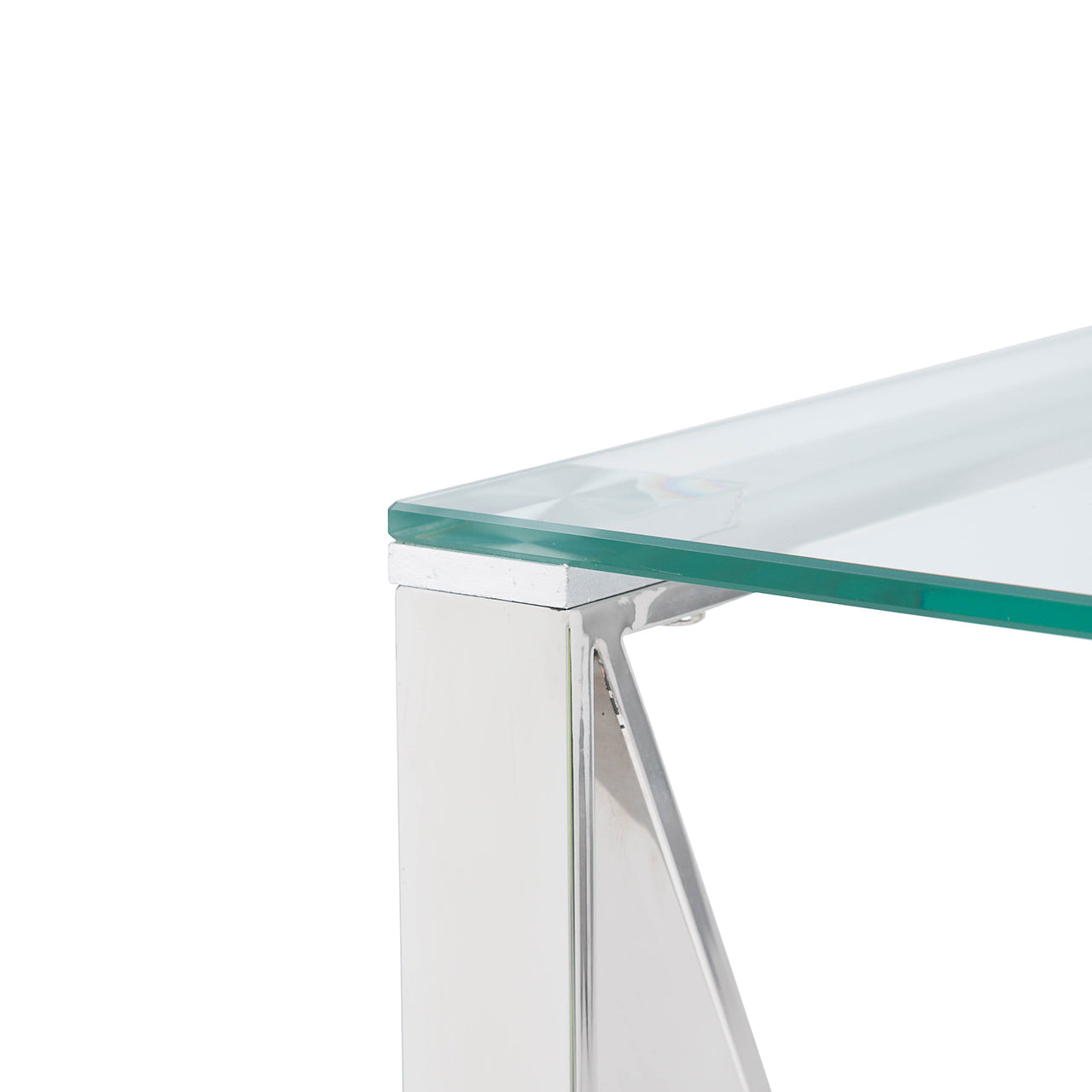 Zenith Stainless Steel Console Table Clear Glass Top