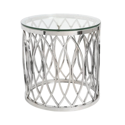 Willow Chrome Metal and Glass End Table-TOP