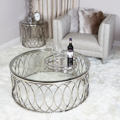 Willow Chrome Metal and Glass End Table-TOP