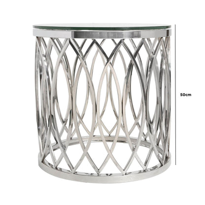 Willow Chrome Metal and Glass End Table-TOP