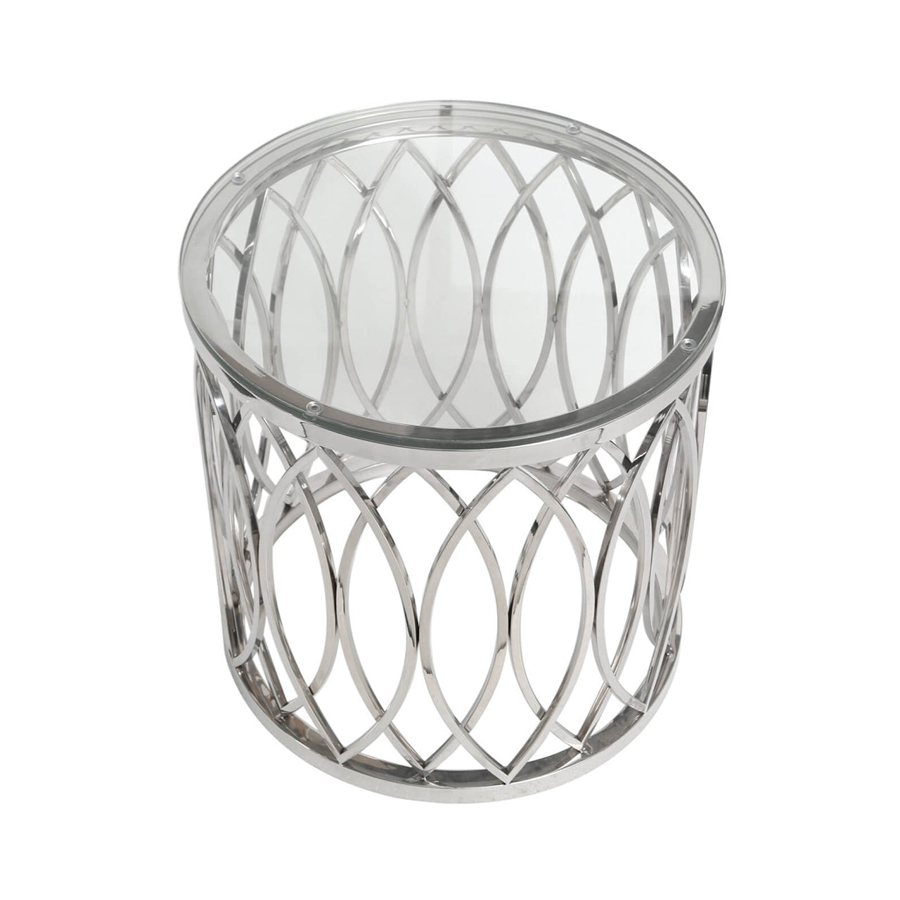 Willow Chrome Metal and Glass End Table-TOP