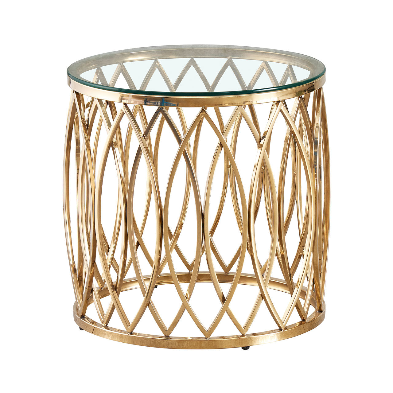 Willow Gold Metal and Glass End Table-TOP